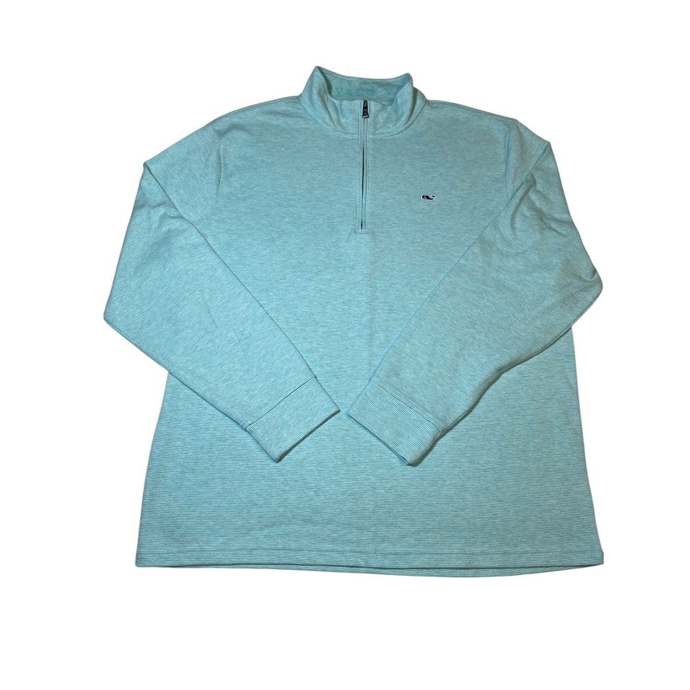 Vineyard Vines Pullover Mens XL Turquoise Striped 1/4 Quarter Zip